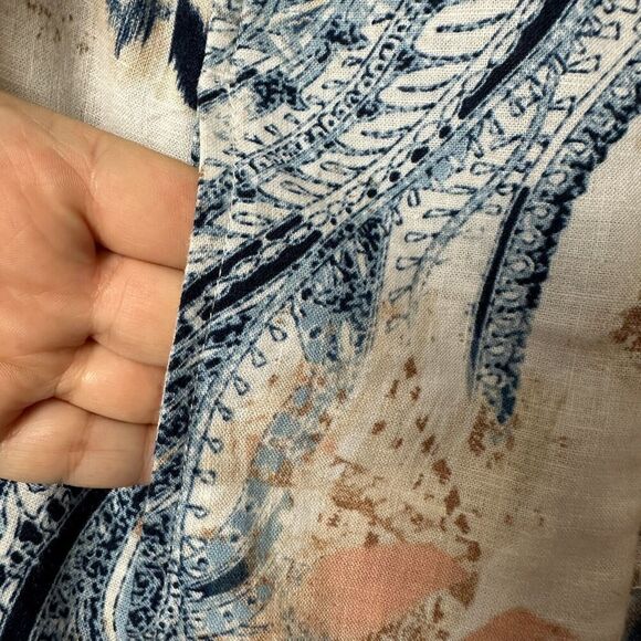 2/$30 Chicos Linen Open Front Blazer Jacket Size 1 M Boho Resortwear Paisley - Picture 7 of 12
